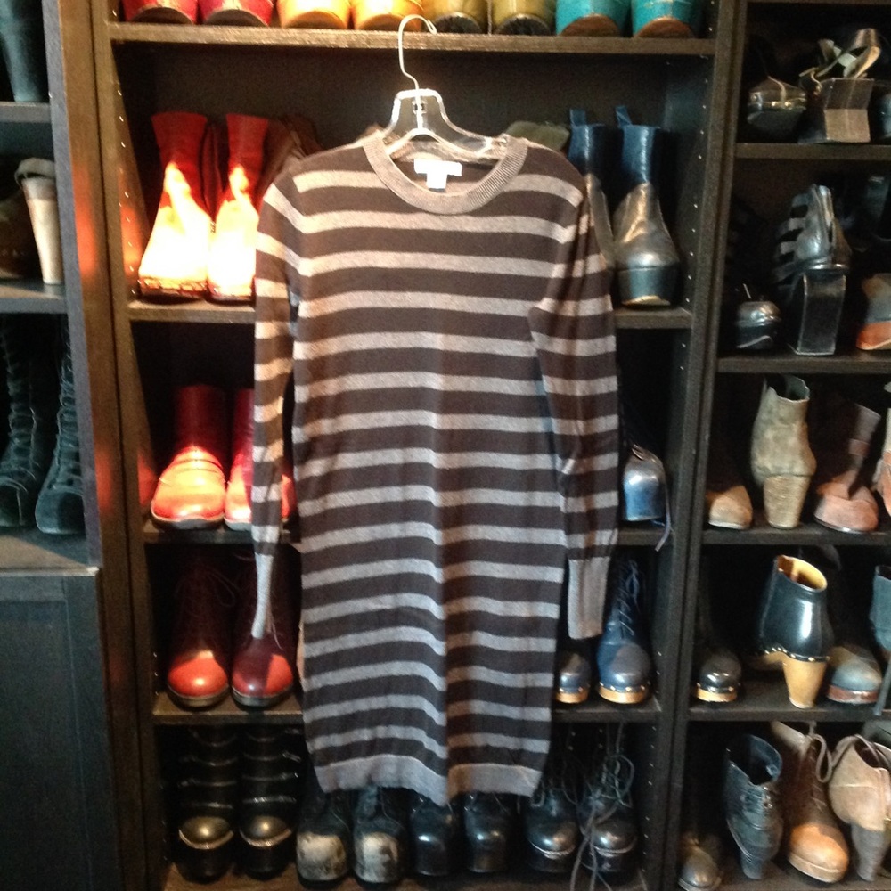 Black and grey striped knit dress
